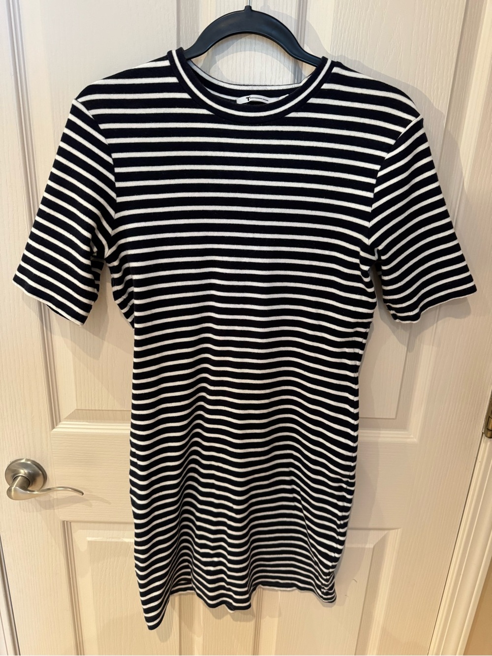 T by Alexander Wang Black & White Striped Short Sleeve Mini Dress Size L